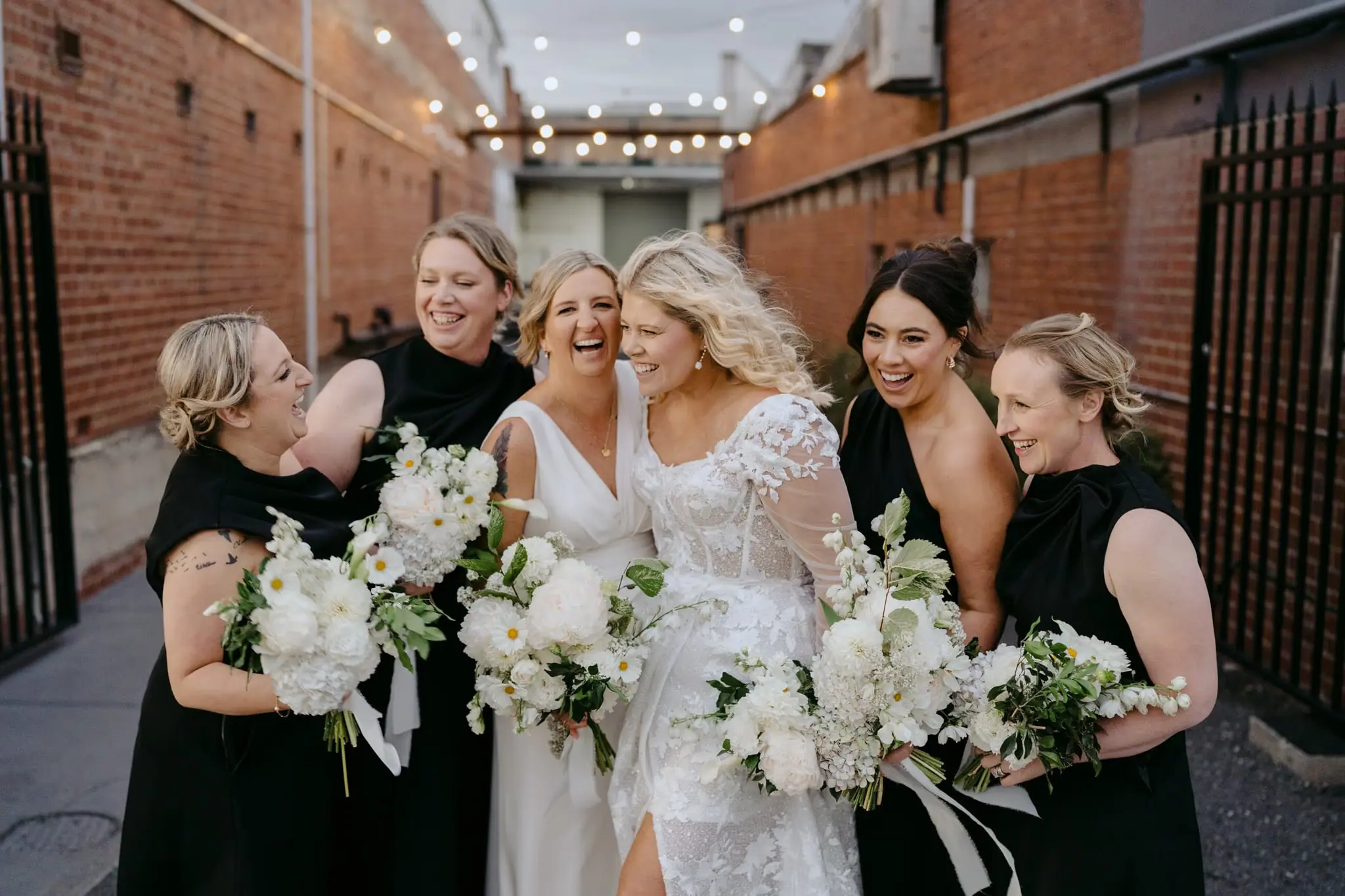Melbourne bride and bridal party in a laneway
